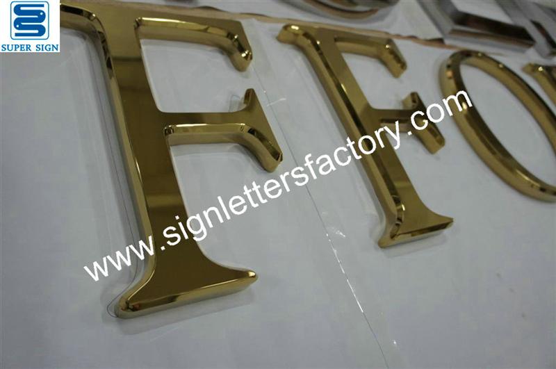 3D golden polished mirror stainless steel sign letters